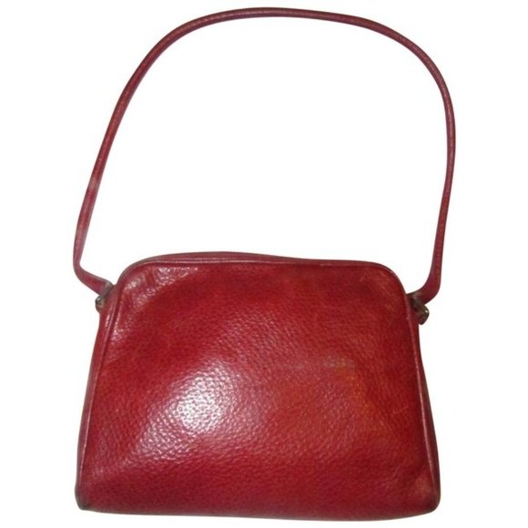 Furla Dark Brick Red Pebbled Leather Shoulder Bag